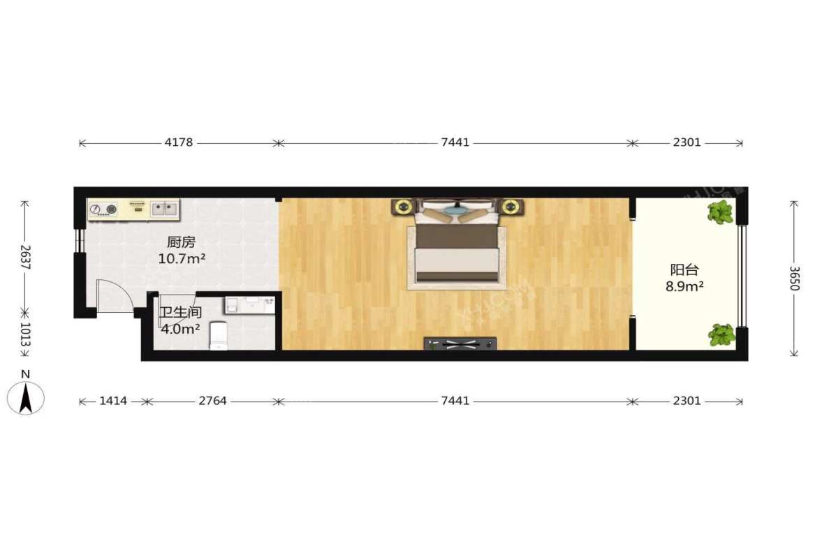保利星座  1室1厅1卫    2300.0元/月室内图1