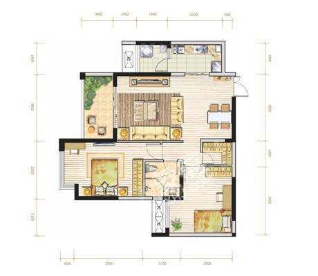 天府鹤林-东区（二期）  2室1厅1卫    1500.0元/月室内图1